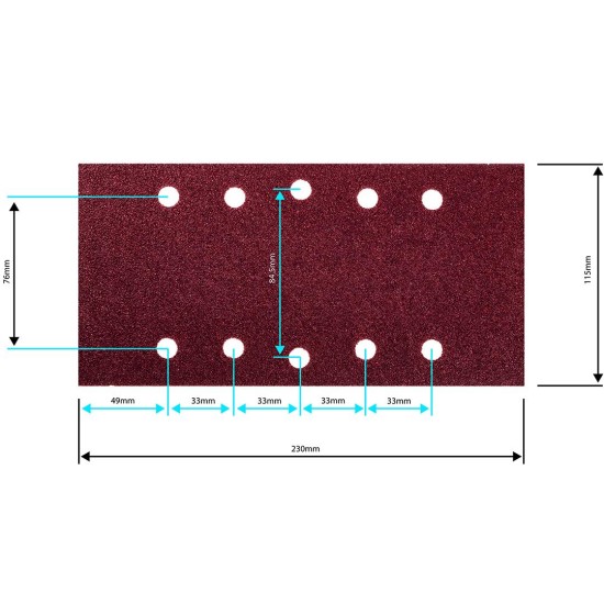 Csiszolópapír tépőzáras 115 x 230mm, K60, lyukas, 5db (54H002)