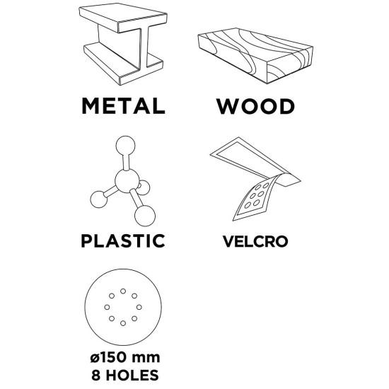 Csiszolókorong tépőzáras 150mm, K120, 8 lyukkal, 65mm, 5db (54H020)