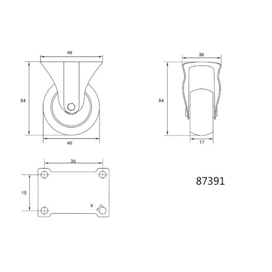 VOREL Ipari kerék Fix villás 40 mm 20 kg (87391) VOREL Ipari kerék Fix villás 40 mm 20 kg (87391)