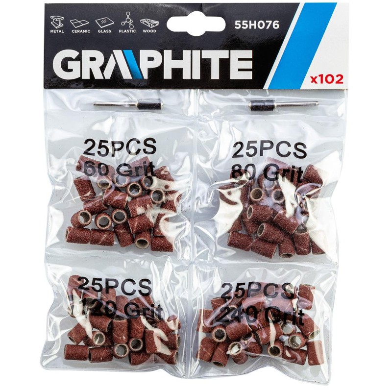 Csiszolóhüvely 6.3mm, K60, K80, K120, K240, set 100db + szár 3.2mm, 2db (55H076) Csiszolóhüvely 6.3mm, K60, K80, K120, K240, set 100db + szár 3.2mm, 2db (55H076)