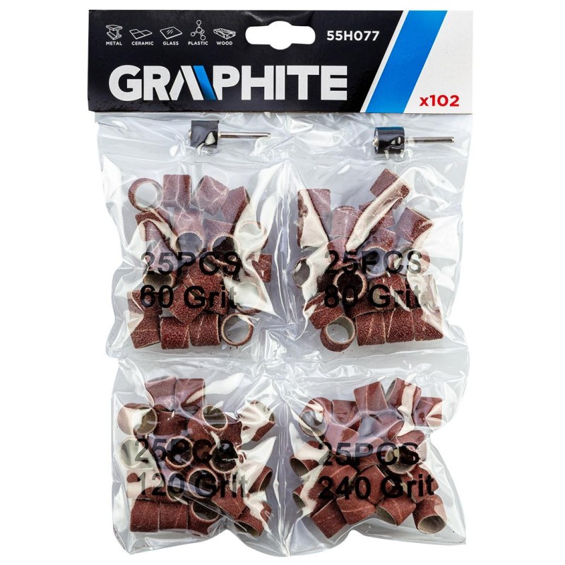 Csiszolóhüvely 12.7mm, K60, K80, K120, K240, készlet 100db + szár 3.2mm, 2db (55H077) Csiszolóhüvely 12.7mm, K60, K80, K120, K240, készlet 100db + szár 3.2mm, 2db (55H077)