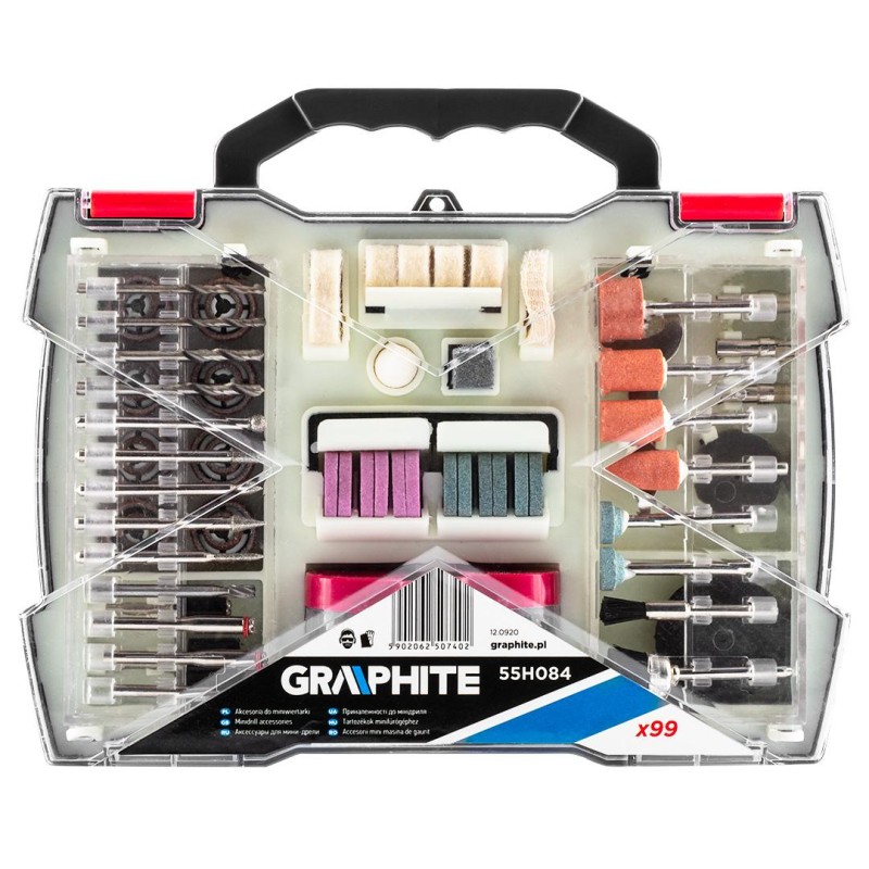 Tartozékkészlet mini fúró- és csiszológéphez 99db (55H084) Tartozékkészlet mini fúró- és csiszológéphez 99db (55H084)