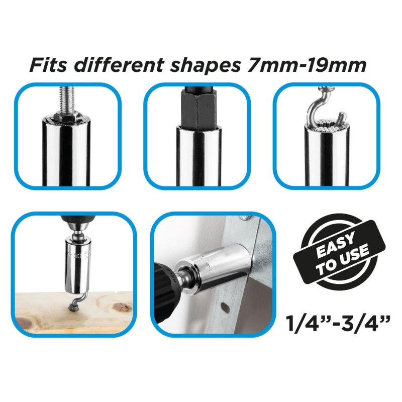 Univerzális dugókulcs 7-19mm, 1/4'' alumínium-3/4'' alumínium (55H224)