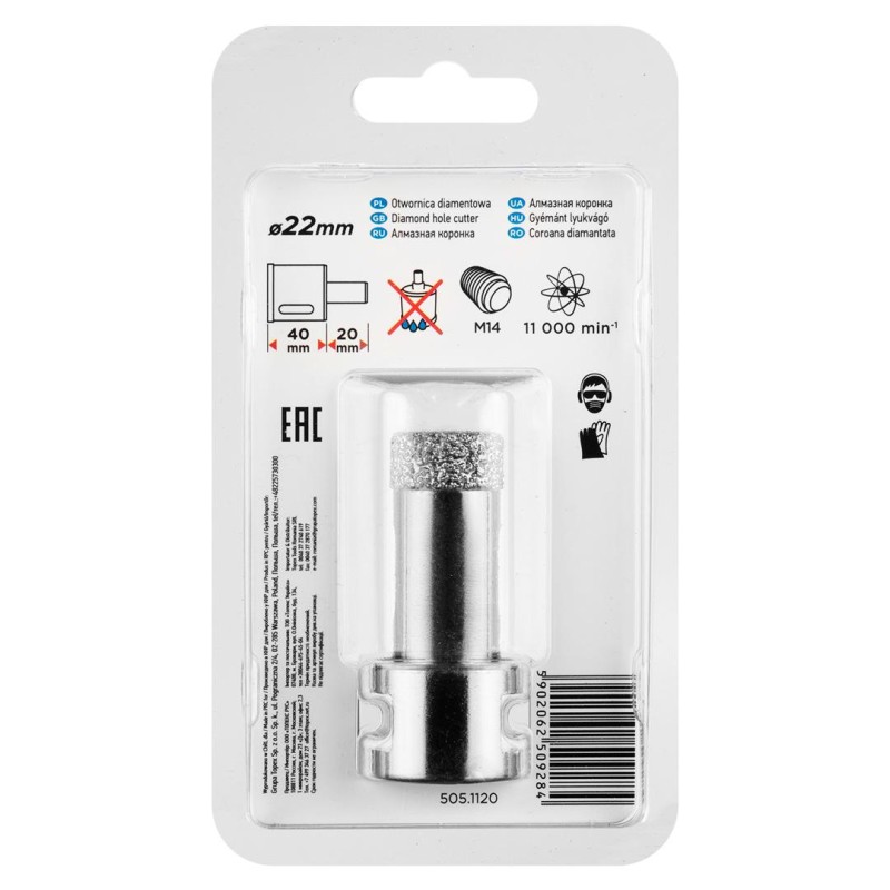 Körkivágó, gyémántos 22mm x M14 (55H306) Körkivágó, gyémántos 22mm x M14 (55H306)