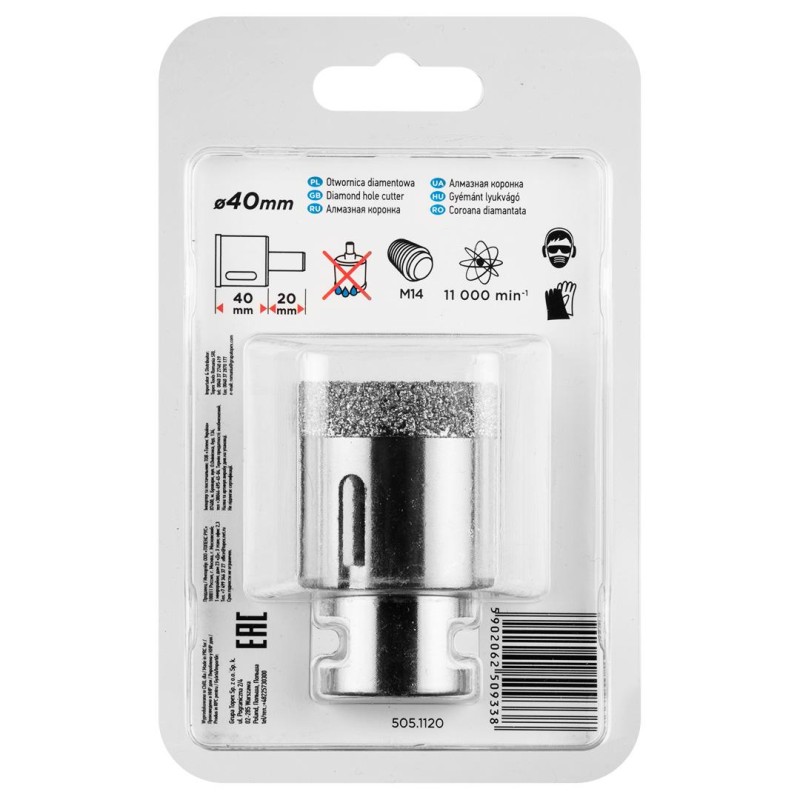 Körkivágó, gyémántos 40mm x M14 (55H311) Körkivágó, gyémántos 40mm x M14 (55H311)