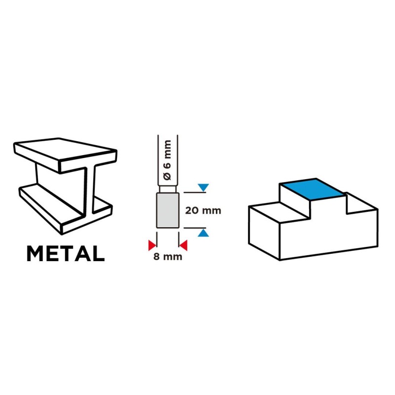 Keményfém marófej, turbómaró, A, hengeres, 8x20mm, szár méret: 6x45mm (55H351) Keményfém marófej, turbómaró, A, hengeres, 8x20mm, szár méret: 6x45mm (55H351)