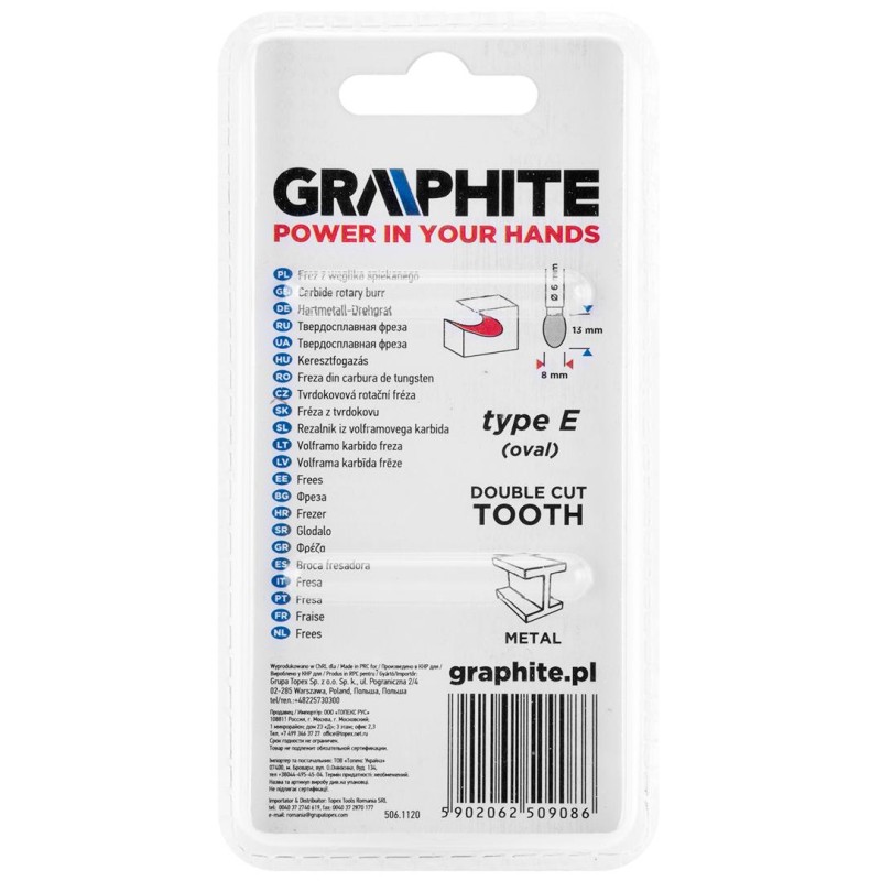 Keményfém marófej, turbómaró, E csepp, ovális, 8x13mm, szár méret: 6x45mm (55H364) Keményfém marófej, turbómaró, E csepp, ovális, 8x13mm, szár méret: 6x45mm (55H364)