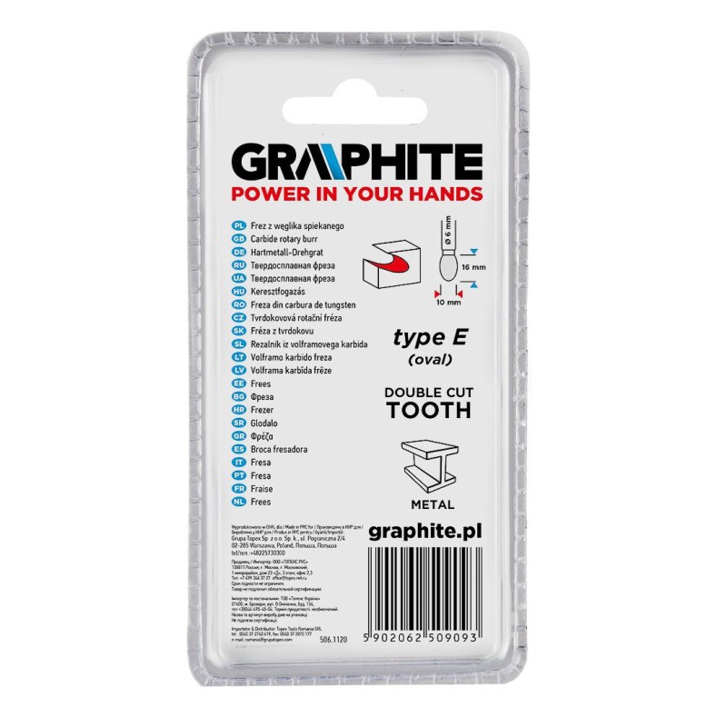 Keményfém marófej, turbómaró, E csepp, ovális, 10x16mm, szár méret: 6x45mm (55H365) Keményfém marófej, turbómaró, E csepp, ovális, 10x16mm, szár méret: 6x45mm (55H365)