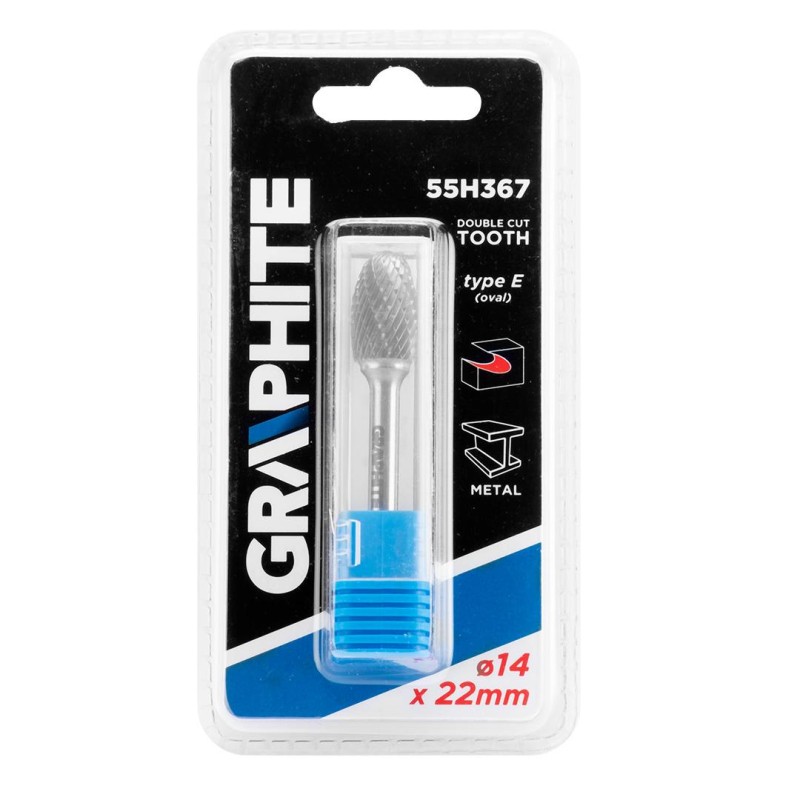 Keményfém marófej, turbómaró, E csepp, ovális, 14x22mm, szár méret: 6x45mm (55H367) Keményfém marófej, turbómaró, E csepp, ovális, 14x22mm, szár méret: 6x45mm (55H367)