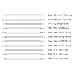 YATO Csavarhúzó készlet kétvégű szárral 12 részes (YT-2797)