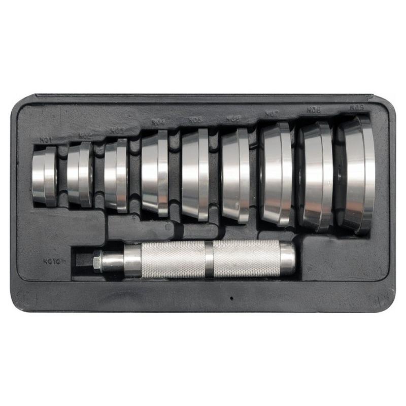 YATO YT-0638 csapágy, szimering, persely ki- és beütő készlet – 10 részes, alumínium