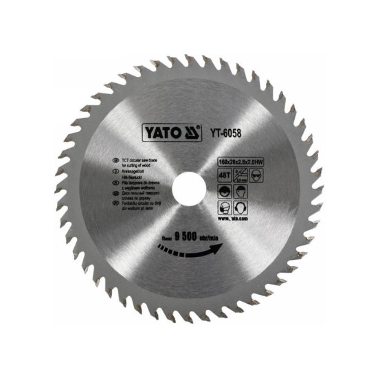 YATO Fűrésztárcsa fához 160 x 20 x 2,0 mm / 48T (YT-6058)