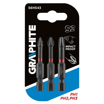 Torziós ütvecsavarozó bit PH1/2/3x50mm, 3db (56H543) Torziós ütvecsavarozó bit PH1/2/3x50mm, 3db (56H543)