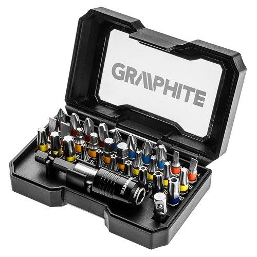 Csavarhúzó bitkészlet, 32db, bitek 25mm - 30db, adapter 1/4'' - 1db, mágneses bittartó - 1db (56H608)