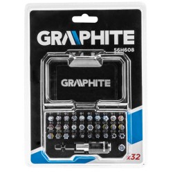 Csavarhúzó bitkészlet, 32db, bitek 25mm - 30db, adapter 1/4'' - 1db, mágneses bittartó - 1db (56H608) Csavarhúzó bitkészlet, 32db, bitek 25mm - 30db, adapter 1/4'' - 1db, mágneses bittartó - 1db (56H608)