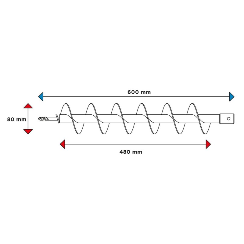Földfúró szár, M14, 80 x 600mm, 58G084-hez (56H780) Földfúró szár, M14, 80 x 600mm, 58G084-hez (56H780)
