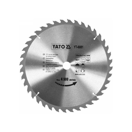 YATO Fűrésztárcsa fához 350 x 30 x 2,5 mm / 40T (YT-6081)