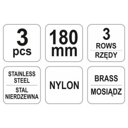 YATO Drótkefe készlet 3 részes 180 mm műanyag nyéllel (YT-6351)