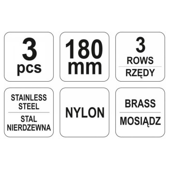 YATO Drótkefe készlet 3 részes 180 mm műanyag nyéllel (YT-6351)