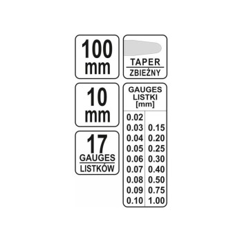 YATO Hézagmérő 17 lapos 0,02 - 1,00 mm 100 mm (YT-7220) YATO Hézagmérő 17 lapos 0,02 - 1,00 mm 100 mm (YT-7220)