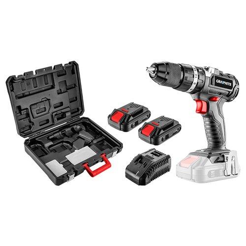 Akkus szénkefementes ütvefúró Energy+, 2db akku+töltő! 18V/2Ah, 13mm, koffer (58G020-SET2)