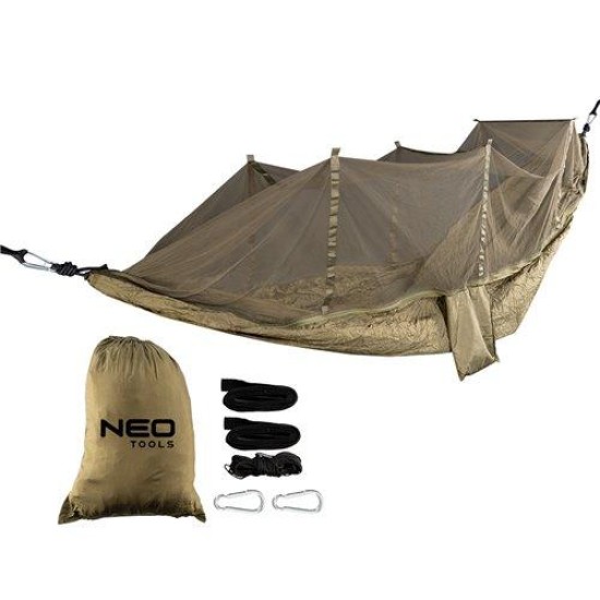 Függőágy szúnyoghálóval 330x140cm, 210T nylon, maxterhelhetőség 200kg, sötétzöld (63-123) Függőágy szúnyoghálóval 330x140cm, 210T nylon, maxterhelhetőség 200kg, sötétzöld (63-123)