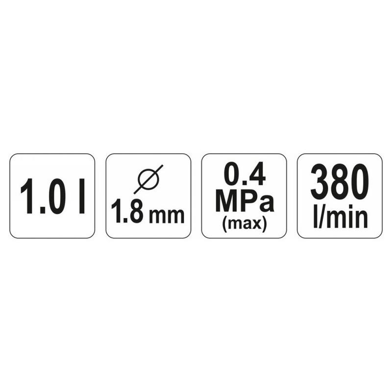 YATO YT-2346 alsótartályos festékszórópisztoly – 1000 ml, 1,8 mm