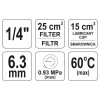 YATO Pneumatikus levegő szűrő nyomásszabályzóval kenőtartállyal 1/4'' 25 cm3 (YT-2384) YATO Pneumatikus levegő szűrő nyomásszabályzóval kenőtartállyal 1/4'' 25 cm3 (YT-2384)