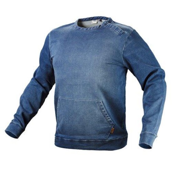 Munkapulóver, farmer, DENIM, 77% pamut, L (81-512-L)