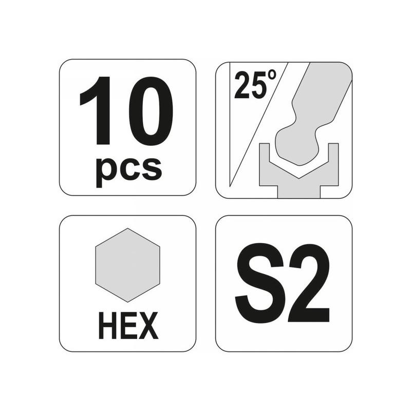YATO Hosszú gömbfejű imbuszkulcs készlet 10 részes 1,27-10 mm S2 (YT-0561)