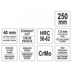 YATO Lemezvágó olló 250 mm egyenes (YT-1962) YATO Lemezvágó olló 250 mm egyenes (YT-1962)