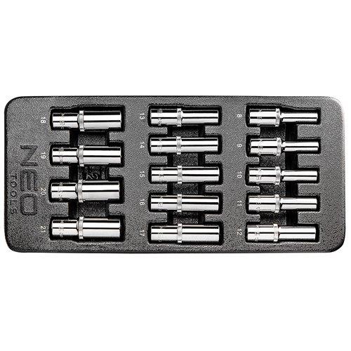 Dugókulcskészlet hosszú 1/2” 14db, 8-21mm, műhelykocsitálcával (84-243)