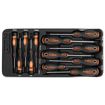 Műszerész, Precíziós Csavarhúzó készlet, PZ, TORX, 12db, műhelykocsitálcával (84-247)