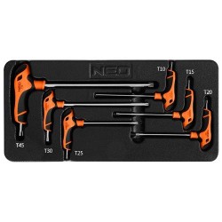 Torxkulcs KÉSZLET „T” MARKOLATTAL 6db, MŰHELYKOCSITÁLCÁVAL (84-264) Torxkulcs KÉSZLET „T” MARKOLATTAL 6db, MŰHELYKOCSITÁLCÁVAL (84-264)