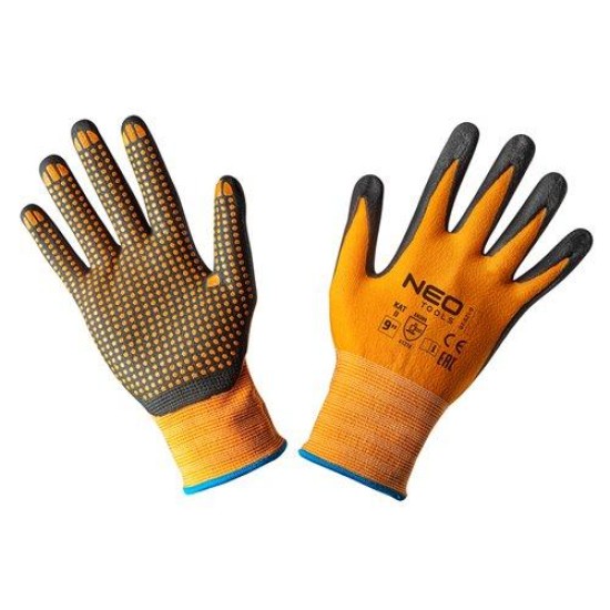 Munkakesztyű, nylon, csúszásgátló pöttyökkel, 4131X, 9'' (97-621-9)