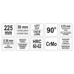 YATO Lemezvágó olló 225 mm balos 90 fok CrMo (YT-1913) YATO Lemezvágó olló 225 mm balos 90 fok CrMo (YT-1913)