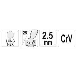 YATO Hosszú gömbfejű imbuszkulcs 2,5 mm CrV (YT-05452)