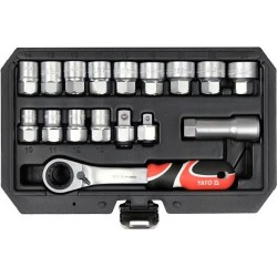 YATO Nyitott dugókulcs készlet 17 részes 3/8', 1/2' Spline (YT-38653)