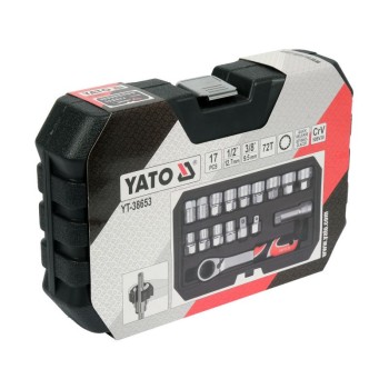 YATO Nyitott dugókulcs készlet 17 részes 3/8', 1/2' Spline (YT-38653)