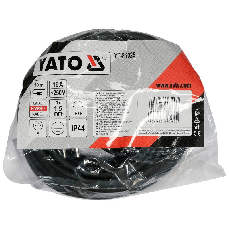 YATO Hosszabbító lengőkábel gumiszigetelt 10 m 3 x 1,5 mm2 (YT-81025)
