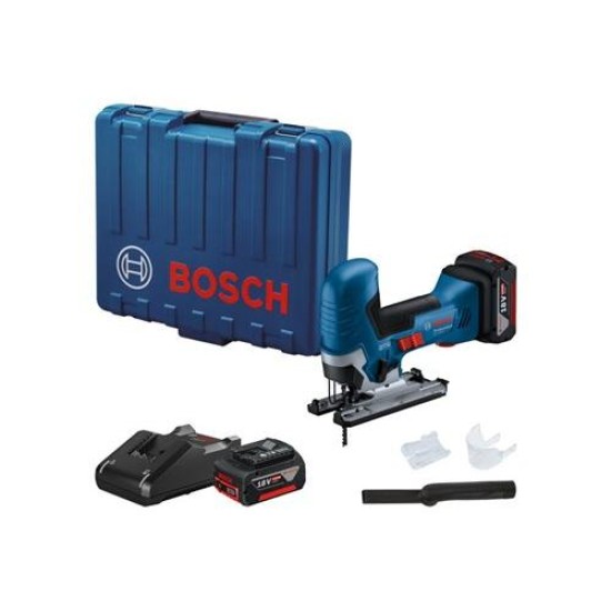 BOSCH Akkus dekopírfűrész GST 185-LI marokfogantyús, kofferben (2 x 4,0 Ah + gyorstöltő) (06015B2022)