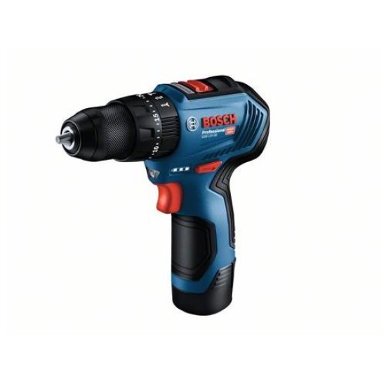 BOSCH Akkus ütvefúró-csavarozó GSB 12V-30 kofferben (2 x 2,0 Ah + gyorstöltő) (06019G9100)