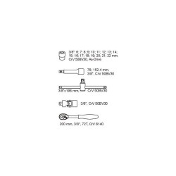 YATO Dugókulcs készlet 22 részes 3/8' 6-22 mm CrV (fiókbetét) (YT-5542)