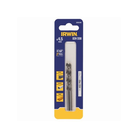 IRWIN Csigafúró 4,5 x 80/47 mm HSS PRO hengeres (2 db/cs) (10502386)