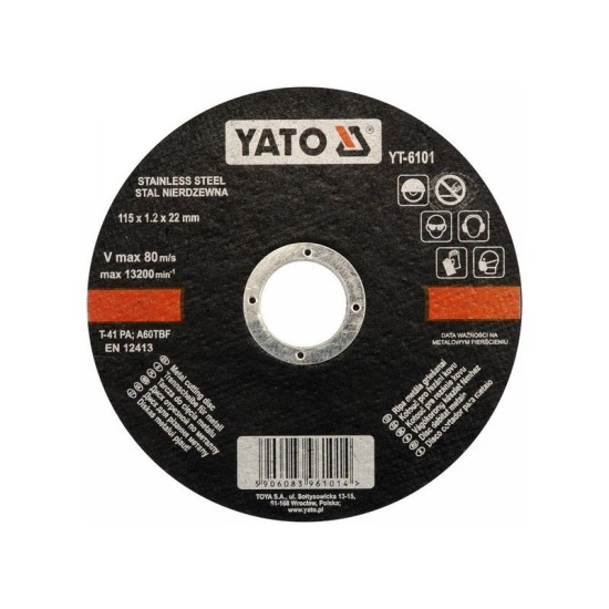 YATO Vágókorong fémre 115 x 1,2 x 22 mm inox (YT-6101)