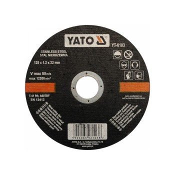 YATO Vágókorong fémre 125 x 1,2 x 22 mm inox (YT-6103) YATO Vágókorong fémre 125 x 1,2 x 22 mm inox (YT-6103)