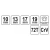 YATO Racsnis csillagkulcs 10-13 mm x 17-19 mm / 200 mm 72T CrV (YT-4945)
