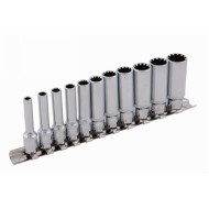 Dugókulcs 12 szögletű készlet 12 részes 1/4' 4-13 mm CrV (17250F) Dugókulcs 12 szögletű készlet 12 részes 1/4' 4-13 mm CrV (17250F)
