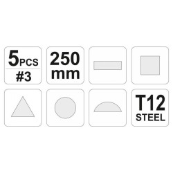 YATO Reszelő készlet 5 részes 250 mm / #3 finom (YT-6239)