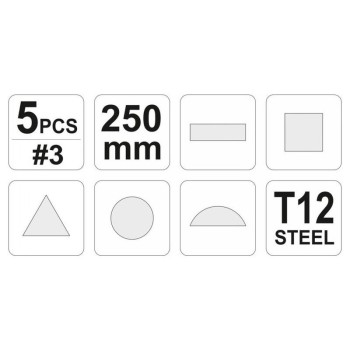 YATO Reszelő készlet 5 részes 250 mm / #3 finom (YT-6239)